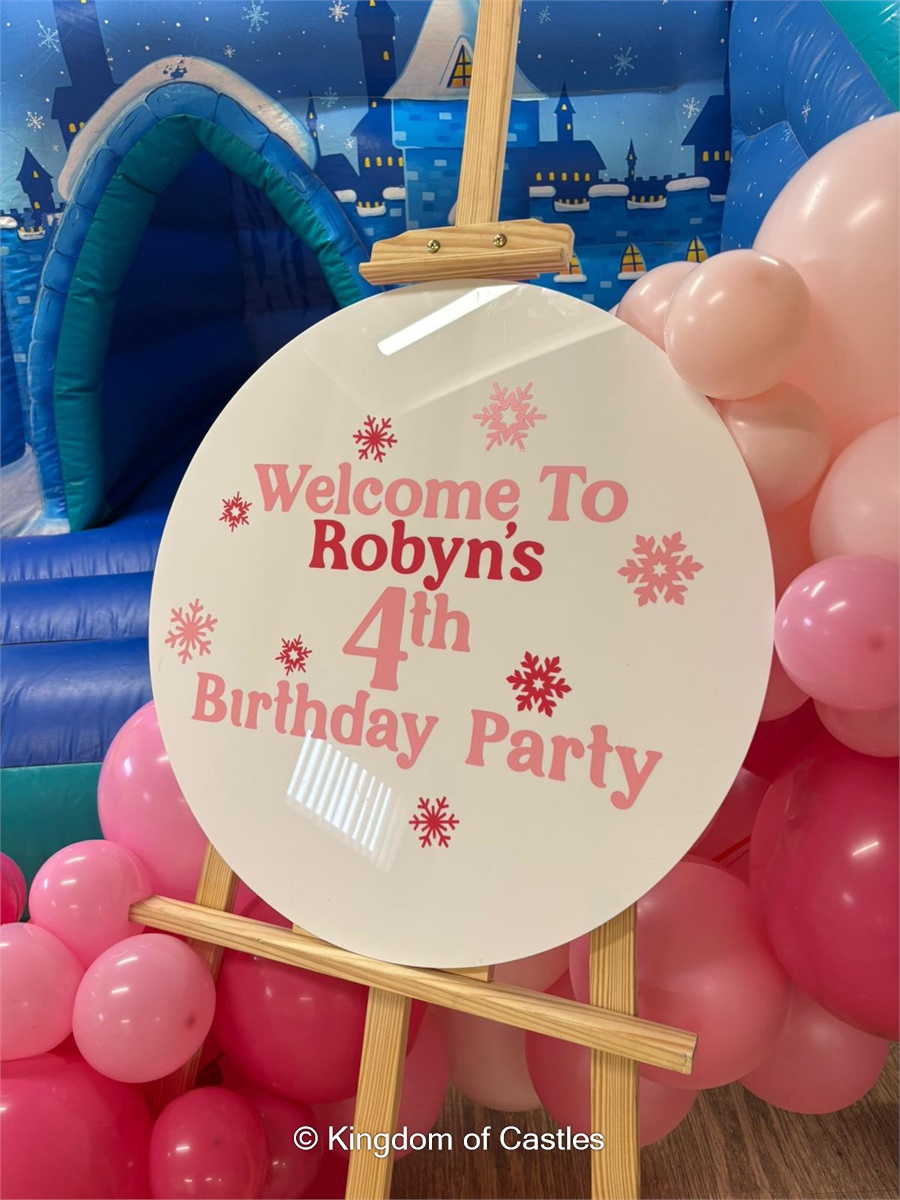 Custom Party Sign with Balloon Garland - Event Equipment Hire in ...